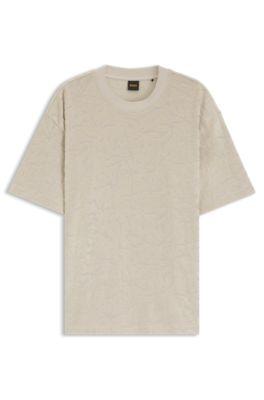 Floral-jacquard T-shirt in a cotton blend by HUGO BOSS
