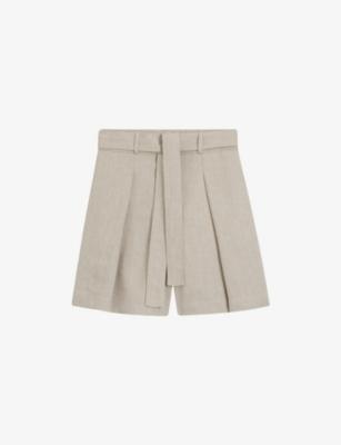 Front-Pleat Wide-Leg High-Rise Linen-Blend Shorts by HUGO BOSS