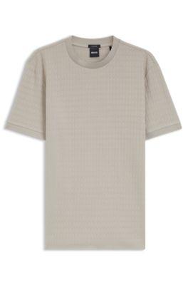 Geometric-jacquard T-shirt in cotton by HUGO BOSS