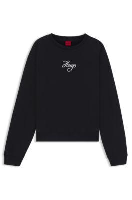 Glitter-logo sweatshirt in cotton terry by HUGO BOSS