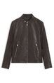 Grained leather jacket with logo trim by HUGO BOSS Grained leather jacket with logo trim by HUGO BOSS