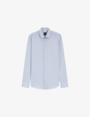 Graphic-Pattern Slim-Fit Cotton-Blend Shirt by HUGO BOSS