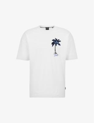 Graphic-appliqué oversized-fit cotton-jersey T-shirt by HUGO BOSS