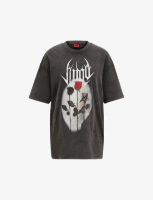 Graphic-print relaxed-fit cotton-jersey T-shirt by HUGO BOSS
