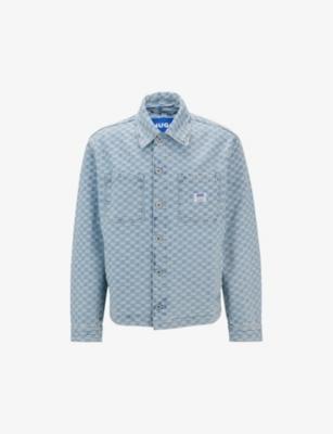 Graphic-print relaxed-fit denim jacket by HUGO BOSS