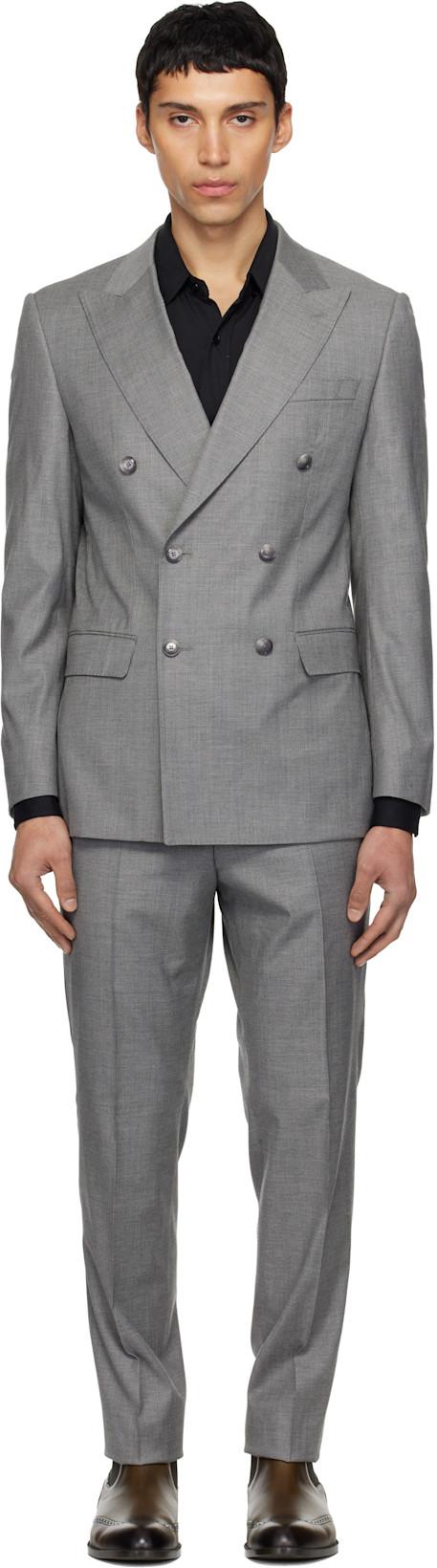 Gray Houndstooth Suit by HUGO BOSS