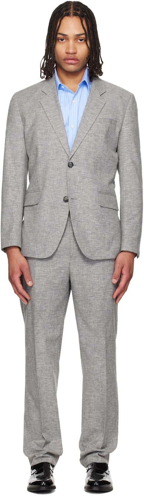 Gray Two-Piece Modern-Fit Sharkskin Suit by HUGO BOSS