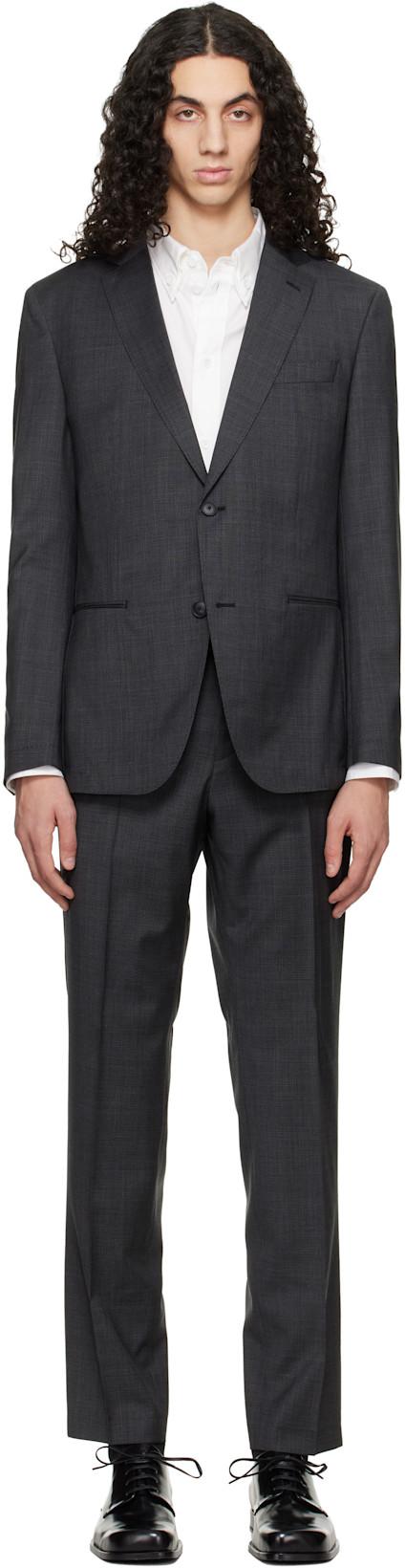 Gray Two-Piece Slim-Fit Virgin Wool Suit by HUGO BOSS