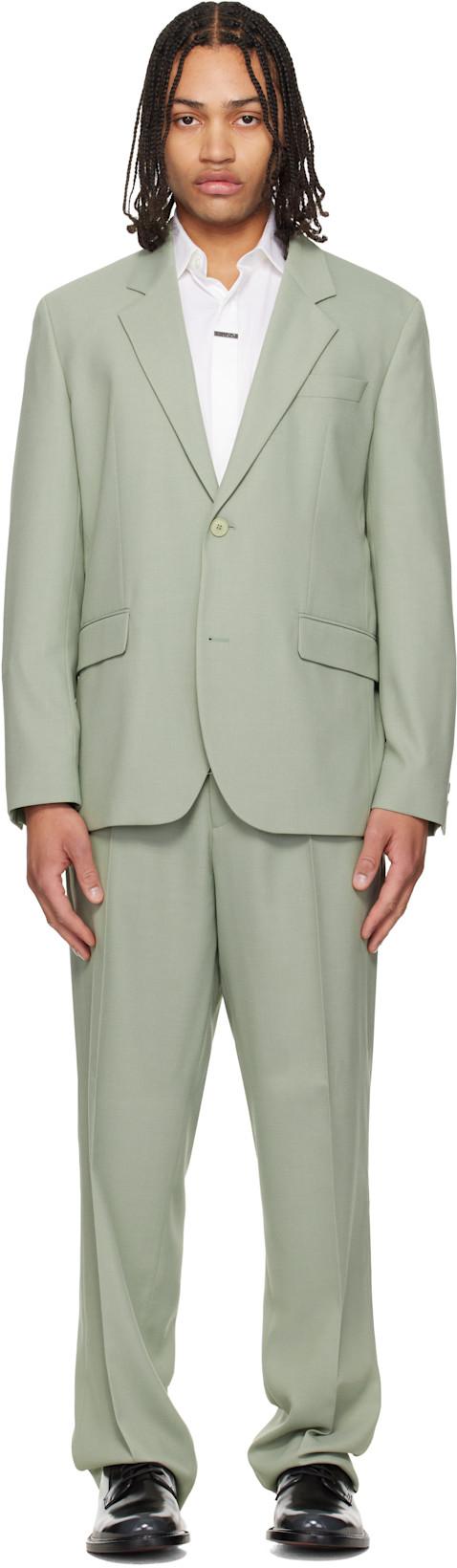 Green Two-Piece Modern-Fit Stretch Twill Suit by HUGO BOSS