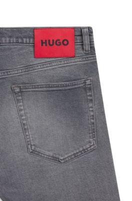 Grey extra-slim-fit jeans in stretch denim by HUGO BOSS