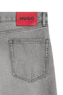 Grey regular-fit jeans in stonewashed denim by HUGO BOSS