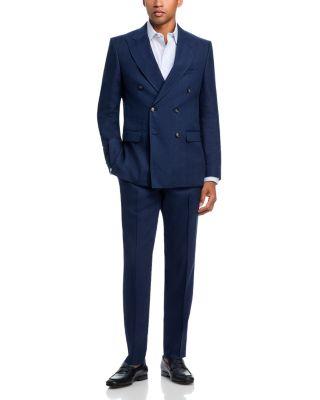 H-Huge Linen & Wool Herringbone Weave Double-Breasted Slim Fit Suit by HUGO BOSS