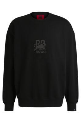 HUGO x RB cotton-terry sweatshirt with carbon stealth logo by HUGO BOSS