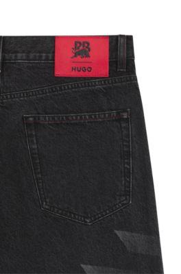 HUGO x RB relaxed-fit jeans with lasered pattern by HUGO BOSS