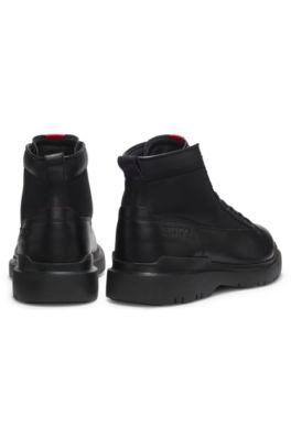 Half boots in leather with textured panels by HUGO BOSS