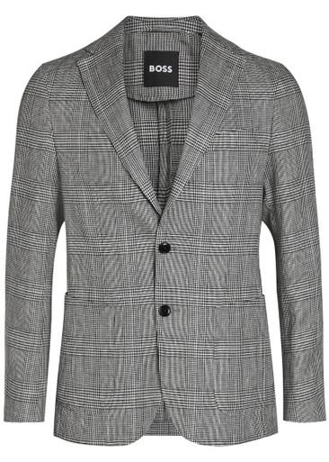 Hanry checked cotton and linen-wool blazer by HUGO BOSS