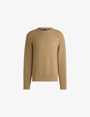 Happy HUGO logo-patch cotton-knit jumper by HUGO BOSS