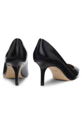 Heeled leather pumps with debossed logo by HUGO BOSS