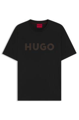 Herringbone-logo T-shirt in cotton jersey by HUGO BOSS