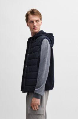 Hooded gilet in wool with down-blend front panel by HUGO BOSS