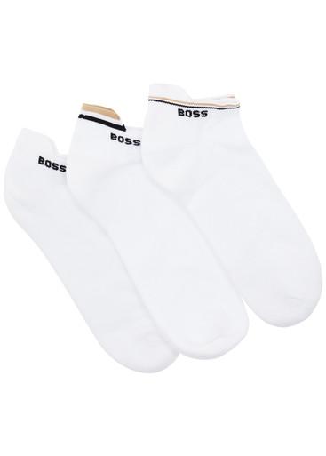 Iconic cotton-blend ankle socks - set of three by HUGO BOSS