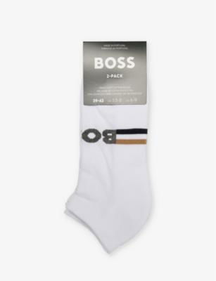 Iconic logo-pattern pack of two stretch-cotton blend socks by HUGO BOSS