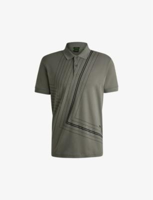 Interlock fineline-artwork cotton-jersey polo shirt by HUGO BOSS