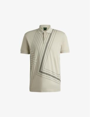 Interlock fineline-artwork cotton-jersey polo shirt by HUGO BOSS