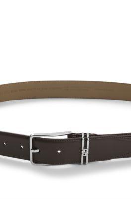Italian-leather belt with Double B monogram by HUGO BOSS