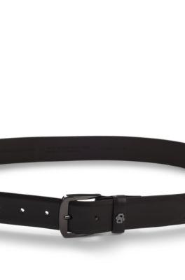 Italian-leather belt with Double B monogram by HUGO BOSS