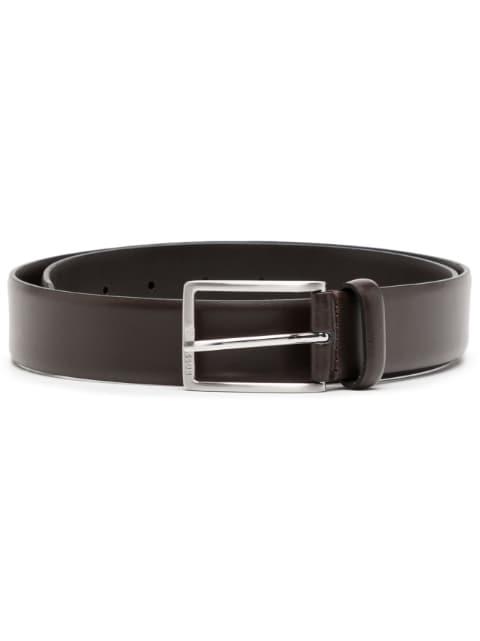 Italian-leather belt with brushed silver hardware by HUGO BOSS