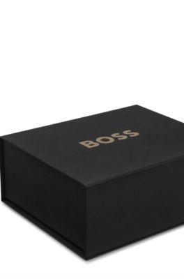 Italian-leather belt with contrast stitching by HUGO BOSS