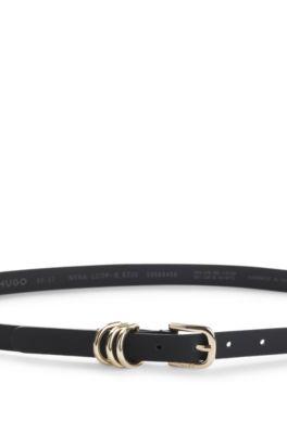 Italian leather belt with gold-tone hardware by HUGO BOSS