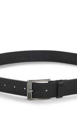 Italian leather belt with logo buckle by HUGO BOSS
