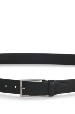 Italian-leather belt with printed texture by HUGO BOSS