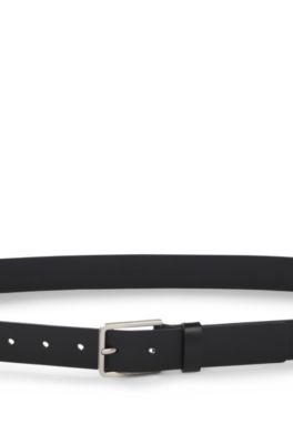 Italian-leather belt with red stitching by HUGO BOSS
