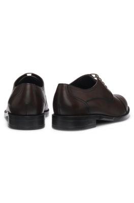Italian-made Derby shoes in leather with cap toe by HUGO BOSS
