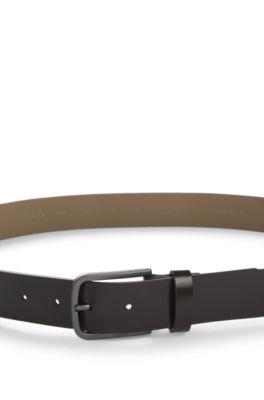 Italian-made belt in brush-off leather by HUGO BOSS