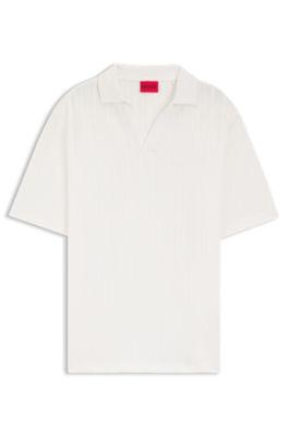Jacquard-stripe polo shirt with Johnny collar by HUGO BOSS