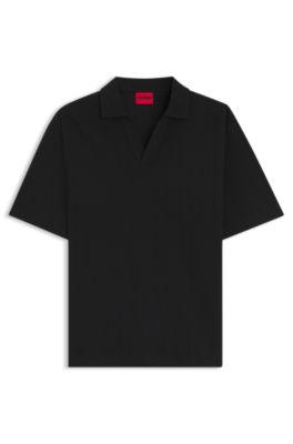 Jacquard-stripe polo shirt with Johnny collar by HUGO BOSS