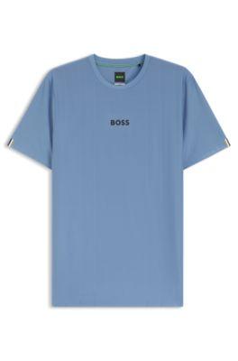 Jacquard-stripe slim-fit T-shirt with logo print by HUGO BOSS