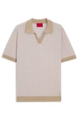 Johhny-collar sweater in cotton and linen by HUGO BOSS