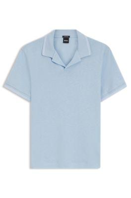 Johnny-collar polo shirt in cotton and linen by HUGO BOSS