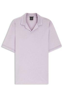 Johnny-collar polo shirt in cotton and linen by HUGO BOSS