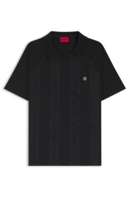 Johnny-collar polo shirt with broderie stripes by HUGO BOSS