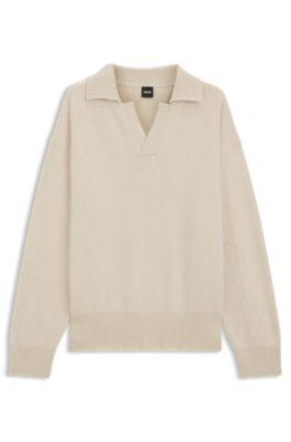 Johnny-collar sweater in virgin wool by HUGO BOSS