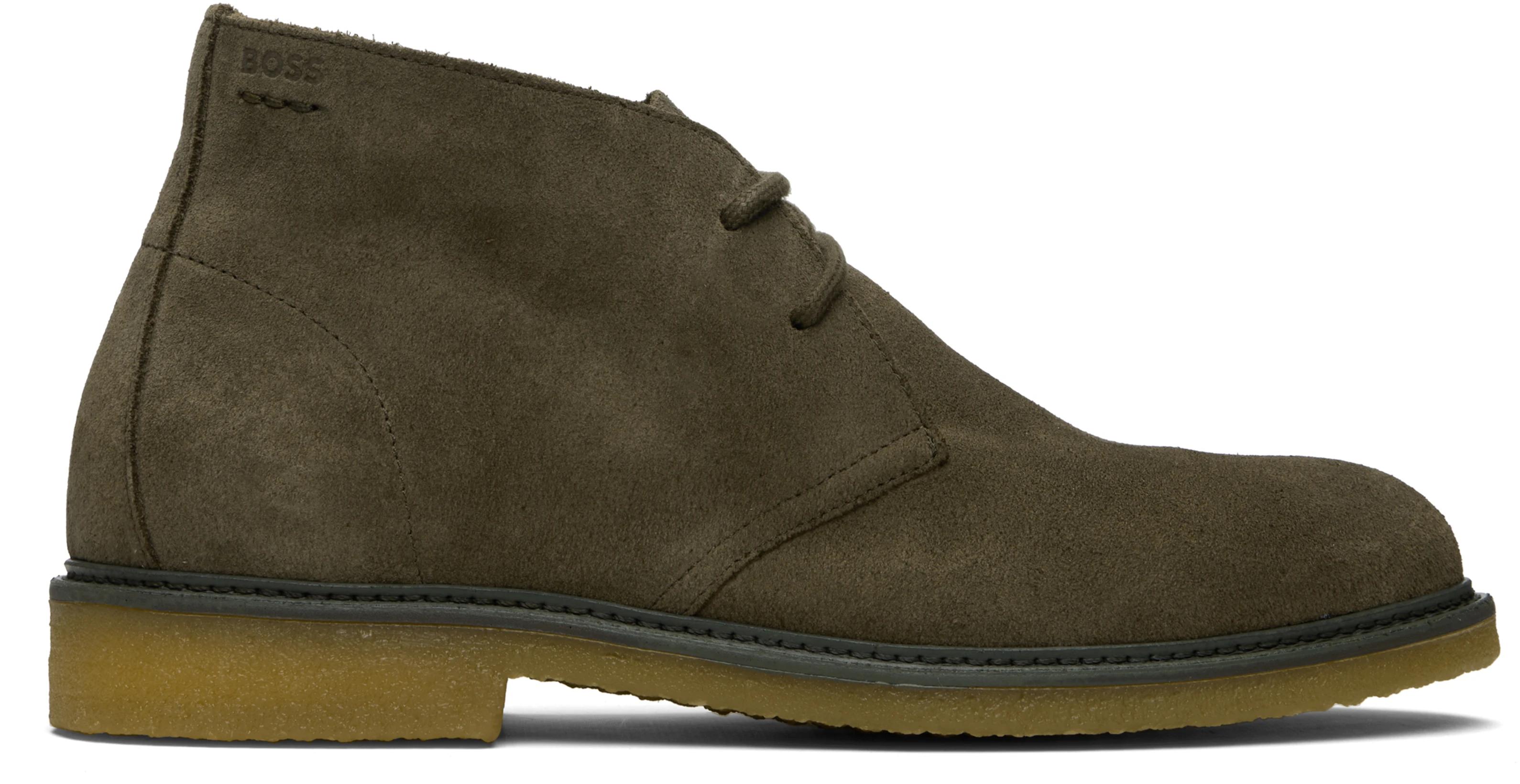 Khaki Suede Desert Boots by HUGO BOSS
