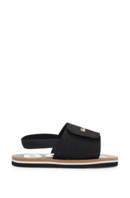 Kids' backstrap slides with branded riptape upper by HUGO BOSS
