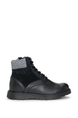 Kids' boots in leather with faux-shearling lining by HUGO BOSS