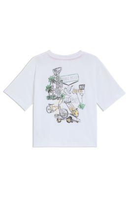 Kids' cotton T-shirt with rear artwork by HUGO BOSS